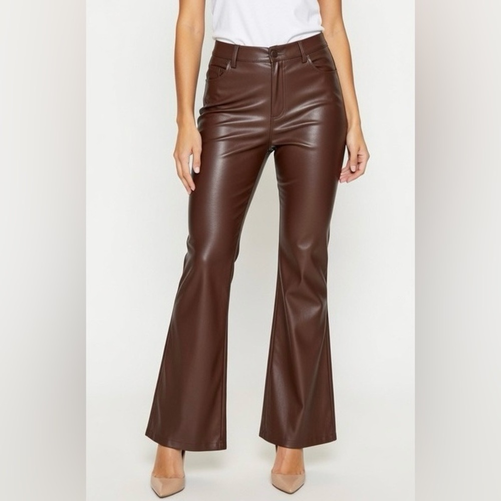 Dotsy’s Boutique Chocolate Brown Vegan Leather Wide Leg Pants